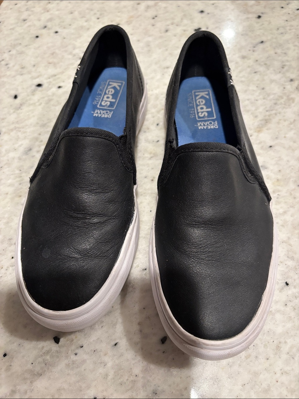 Keds Women’s Slip-On Platform Black Slip-On Leather Sneakers - Size 5